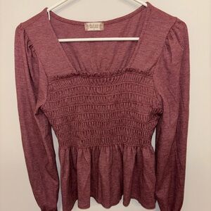 Square Neck Blouse in Deep Red